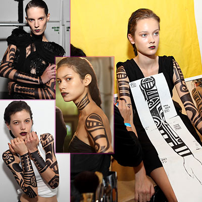 200909 NY Fashion Week SS 2010 MAC for Rodarte - Models with Tattoo Makeup 200909 NY Fashion Week SS 2010 MAC for Rodarte - Models with Tattoo Makeup